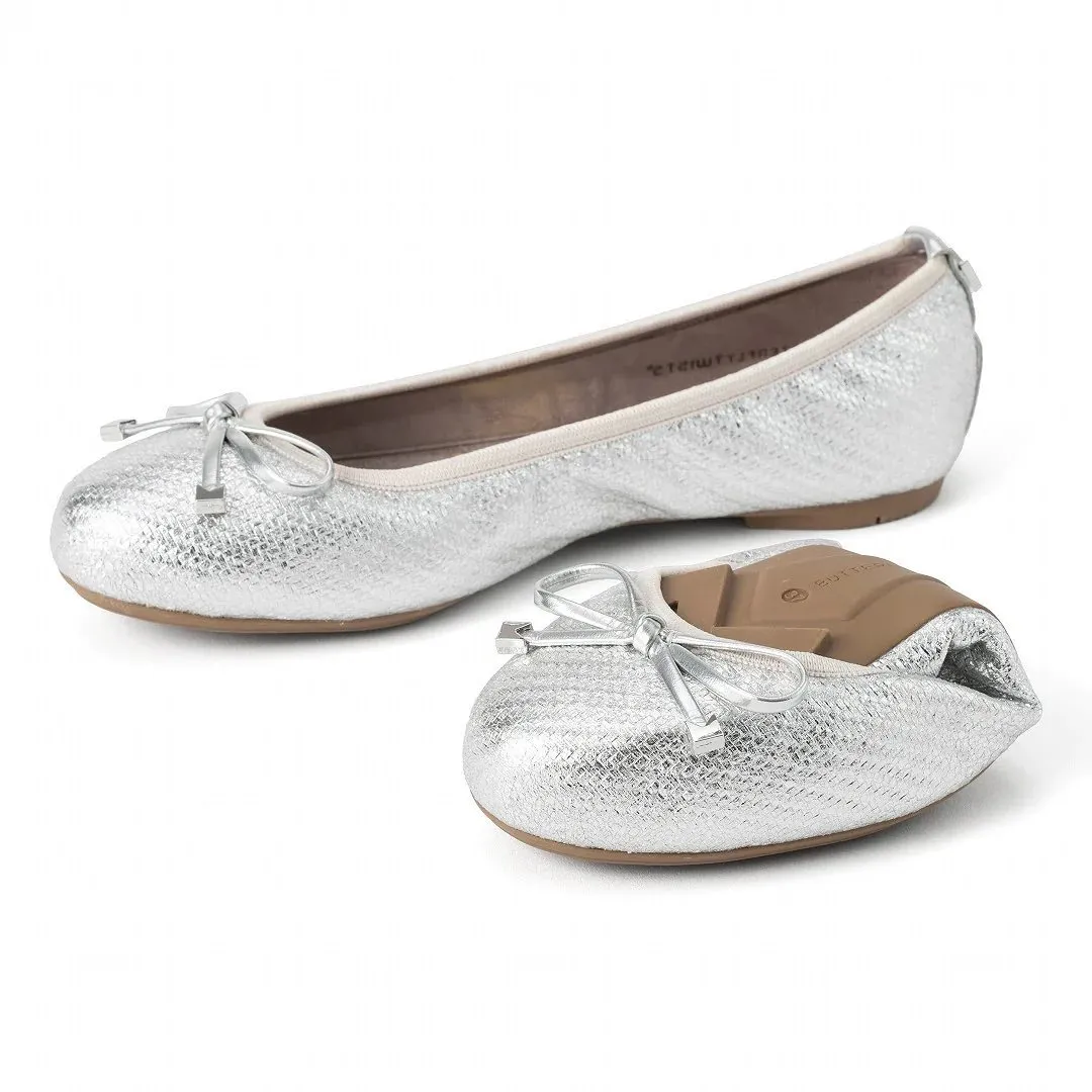 FRANKIE Ballet Flat Shoes - Silver Woven