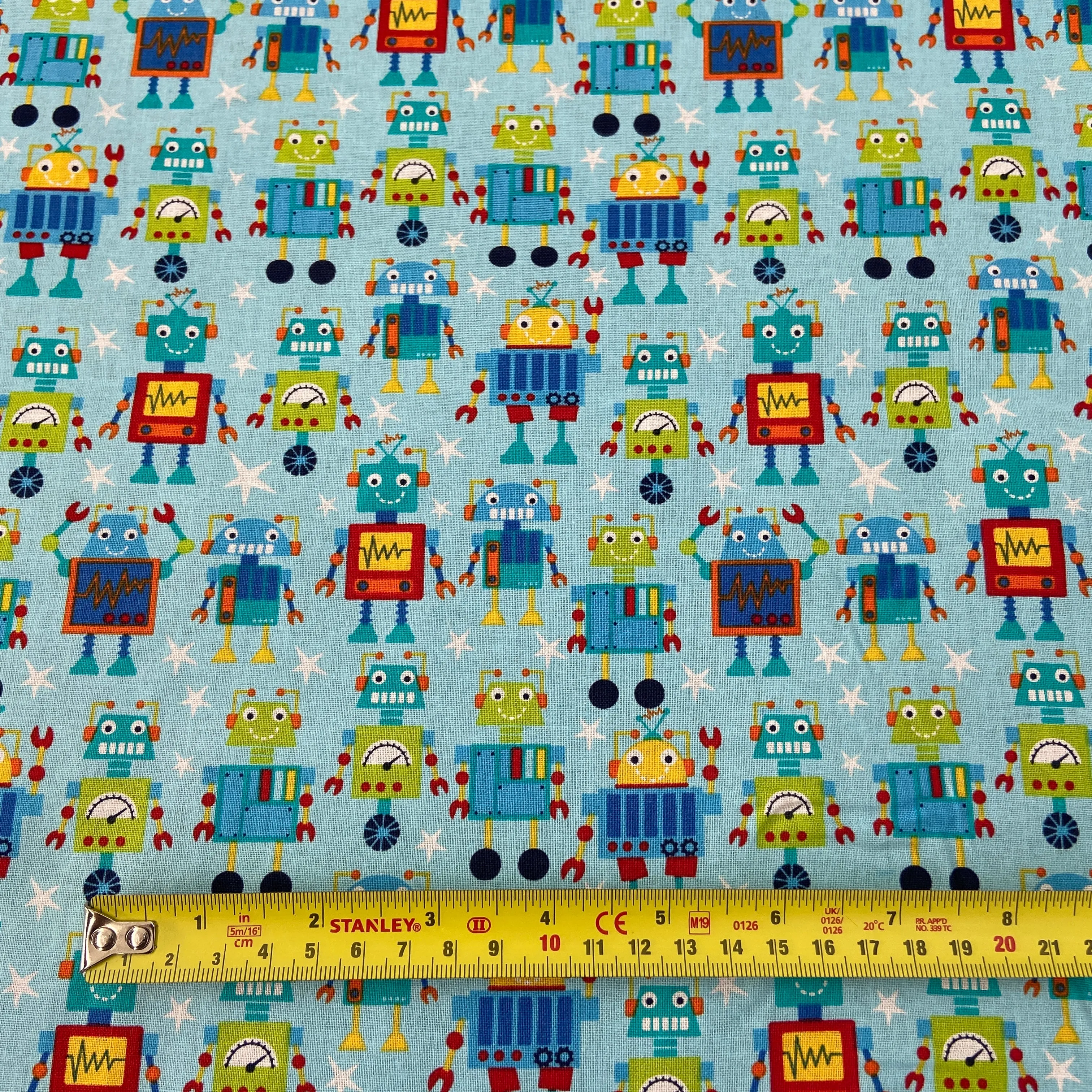 FS679_1 Robot Dreams Cotton Fabric Blue