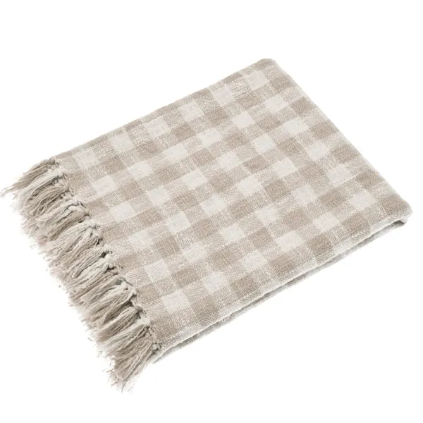 Gingham Check Natural Throw