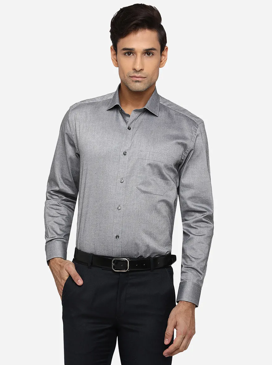 Grey Solid Regular Fit Formal Shirt | Greenfibre