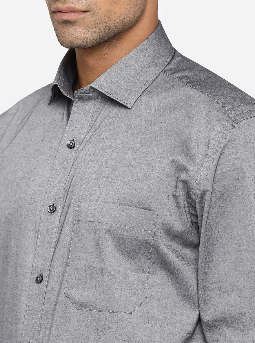 Grey Solid Regular Fit Formal Shirt | Greenfibre