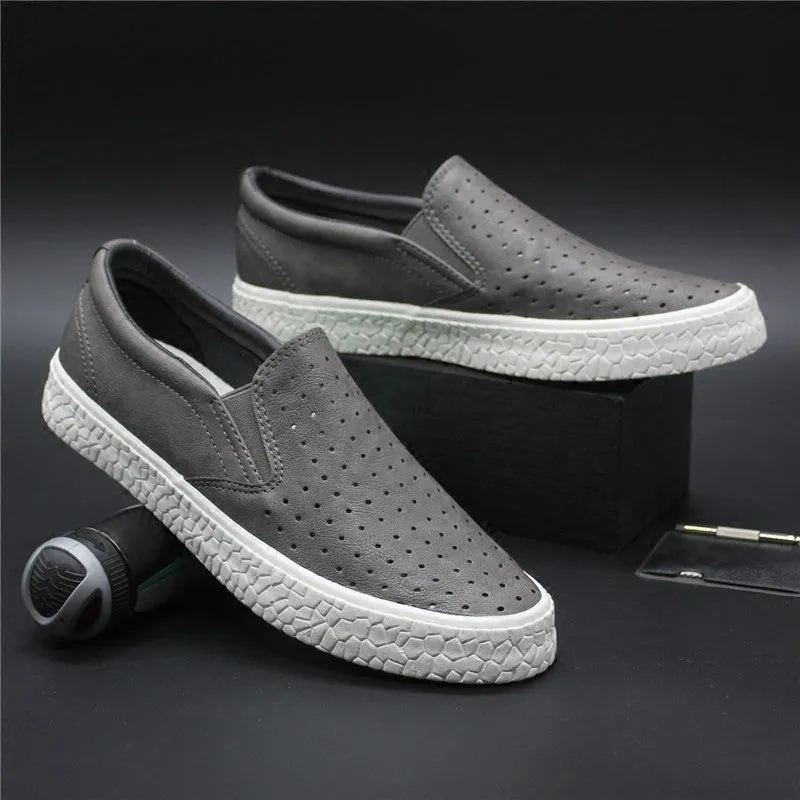 Hollow Leather Shoes Comfortable Sandals Breathable Holes Soft Soles