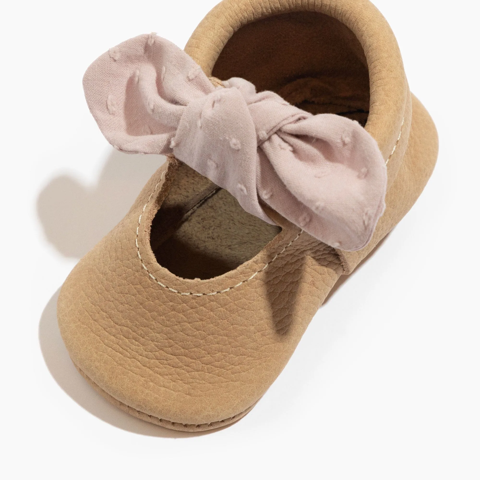 Huckleberry Cream Knotted Bow Baby Shoe