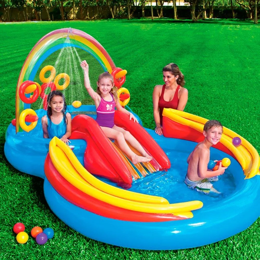 Intex Rainbow Ring Inflatable Play Center, 117&quot; X 76&quot; X 53&quot;, for Ages 2 