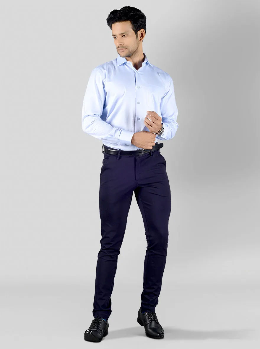 Light Blue Dobby Slim Fit Evening Wear Shirt | Metal