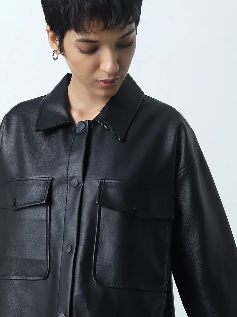 LOV Black Faux-Leather Jacket