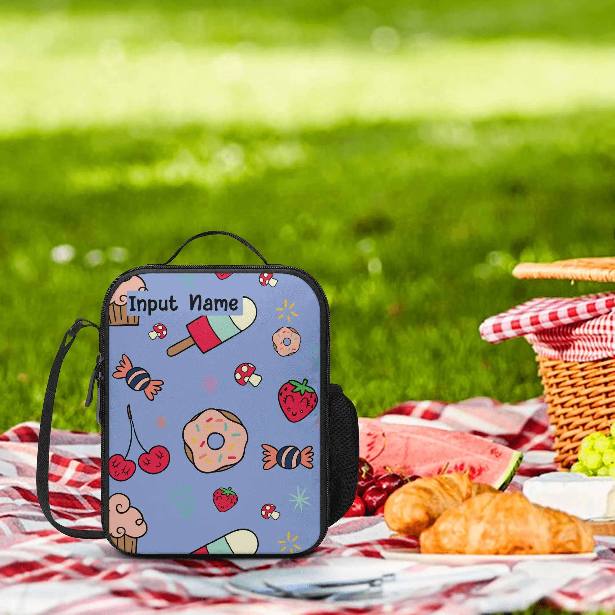 Lunch Bag | All-Over Print | Lunch Box Bag with Bottle Holder | Personalized | Spacious | Cute Candy Crush