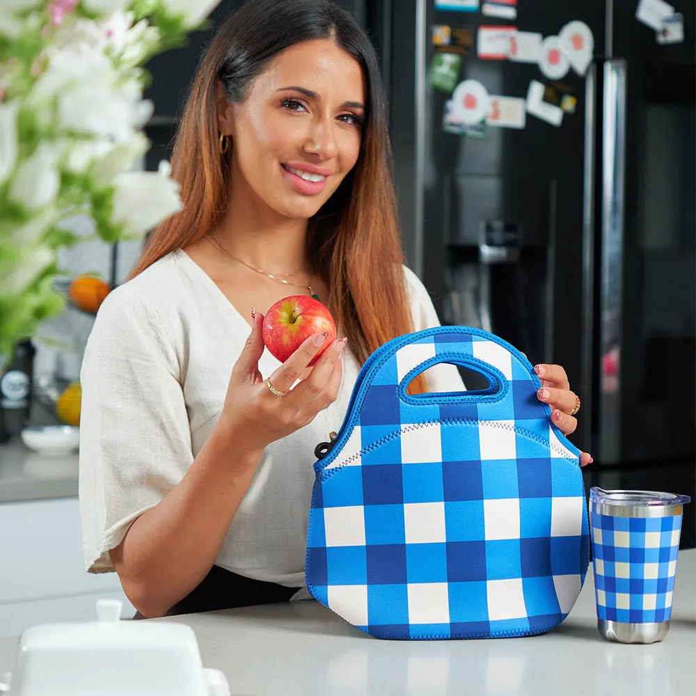 Lunch Bag - Neoprene - Cobalt Check