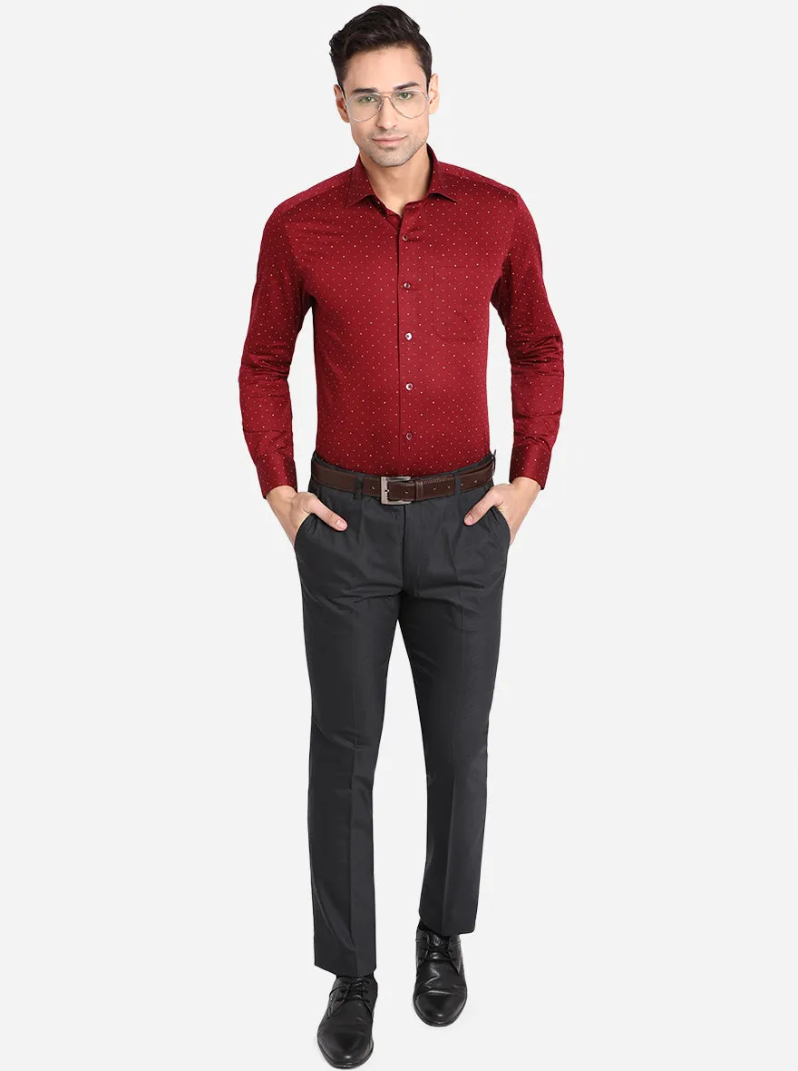 Maroon Printed Slim Fit Formal Shirt | Metal