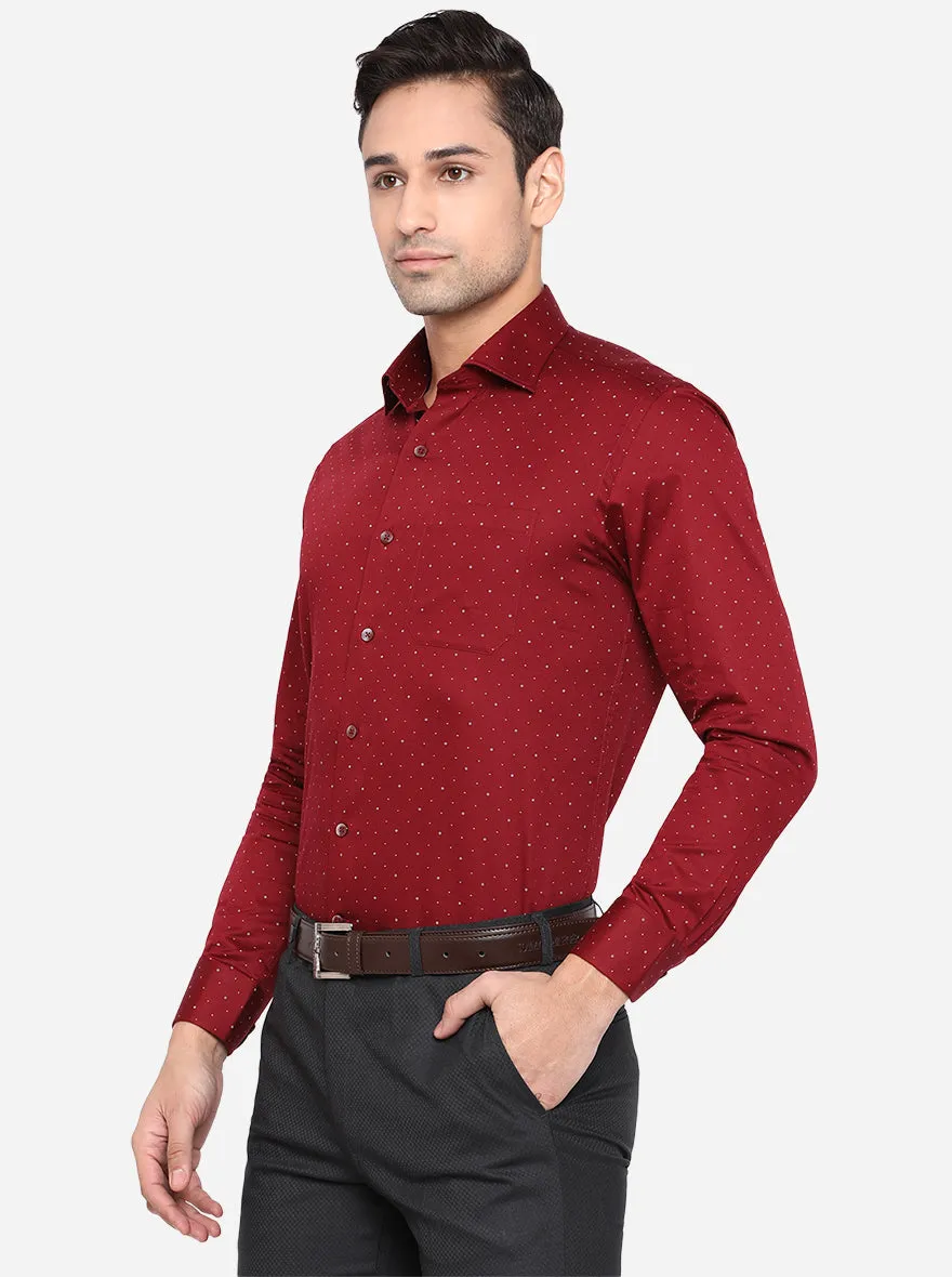 Maroon Printed Slim Fit Formal Shirt | Metal