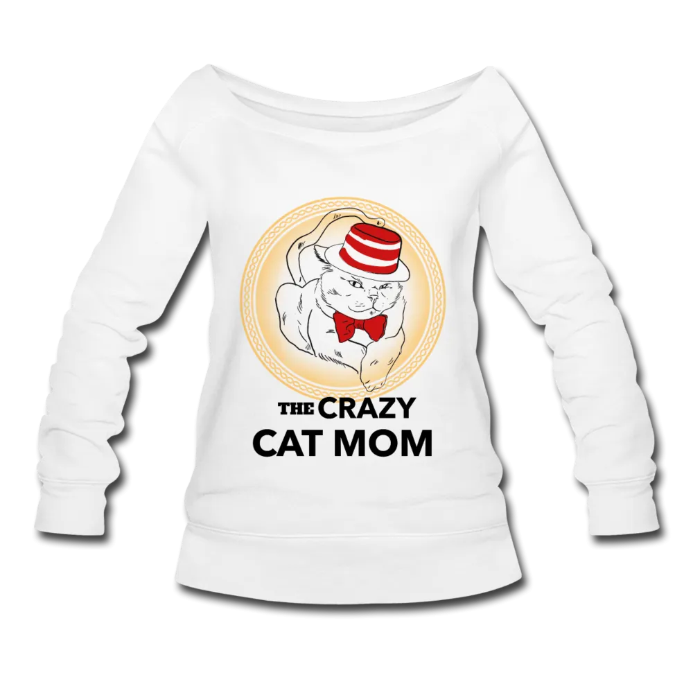 Off The Shoulder Crazy Cat Mom Sweatshirt