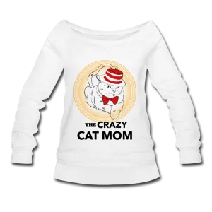 Off The Shoulder Crazy Cat Mom Sweatshirt