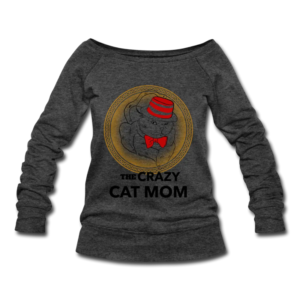 Off The Shoulder Crazy Cat Mom Sweatshirt