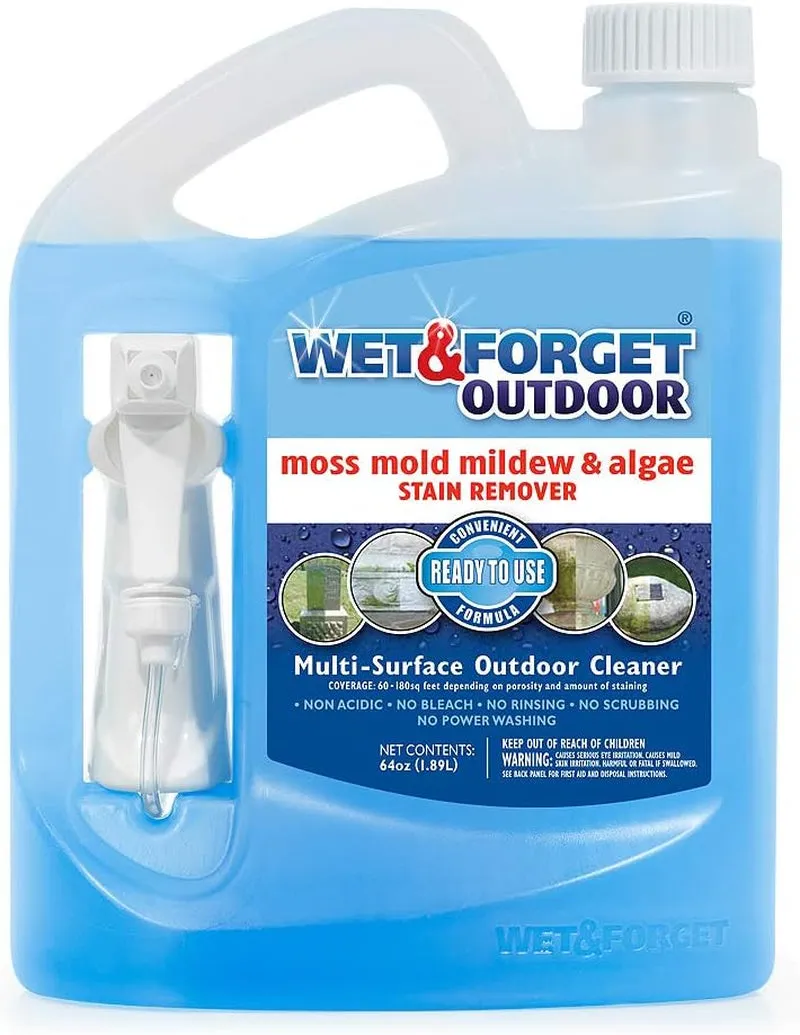 Outdoor Moss, Mold, Mildew, & Algae Stain Remover Multi-Surface Cleaner, Ready to Use, 64 Ounce