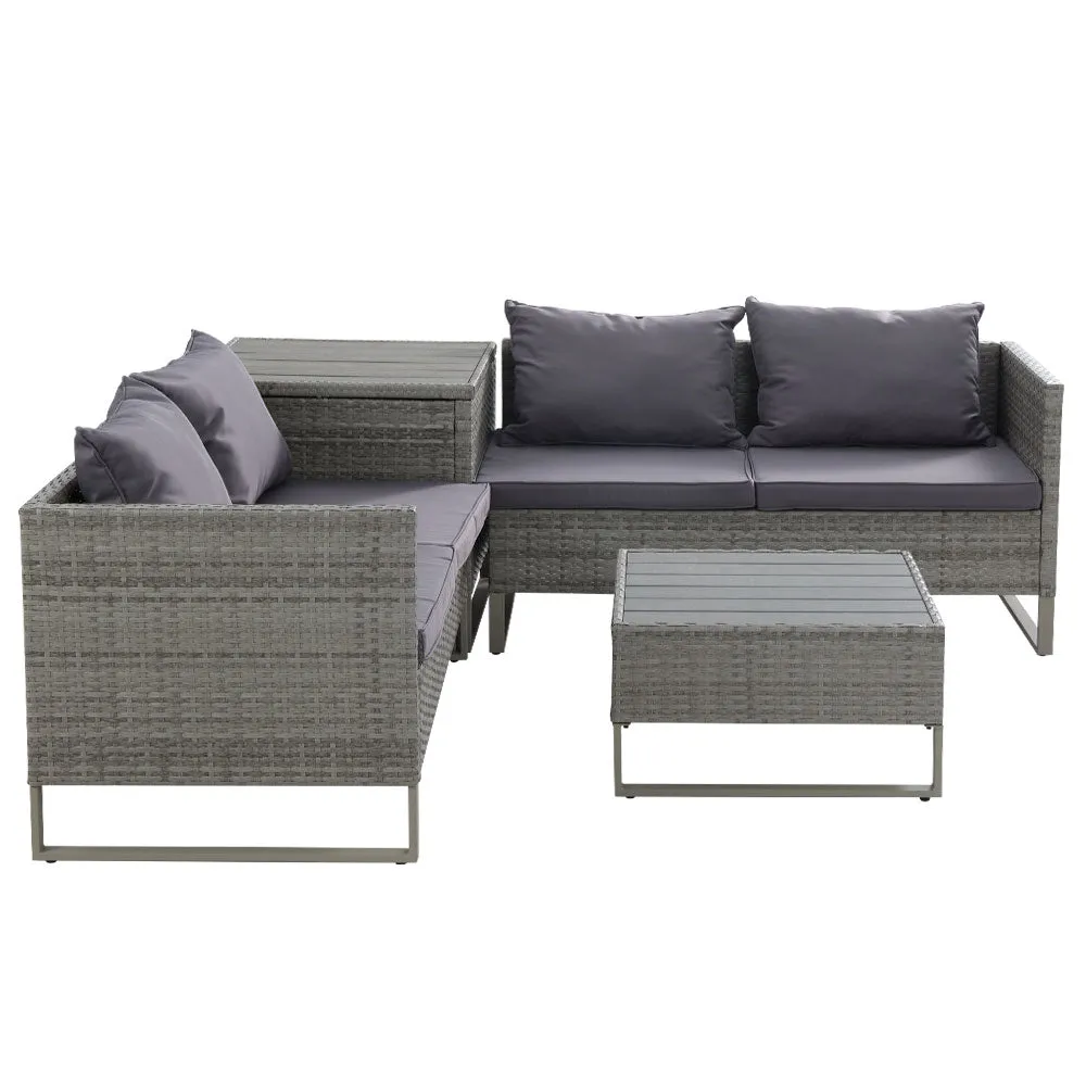 Outdoor Sofa Lounge Set With Storage - Grey