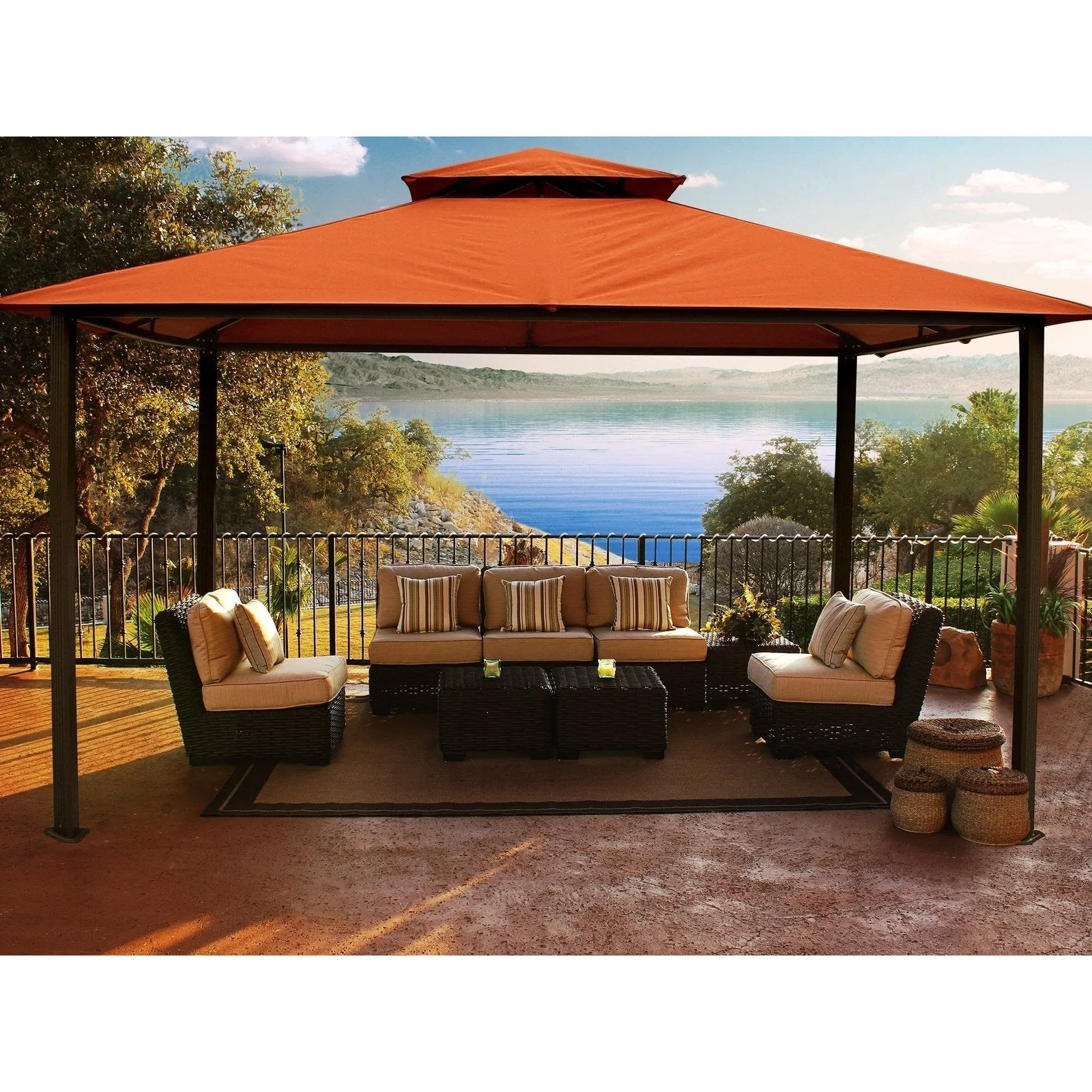 Paragon Outdoor Kingsbury Soft Top Gazebo, Sunbrella Fabric