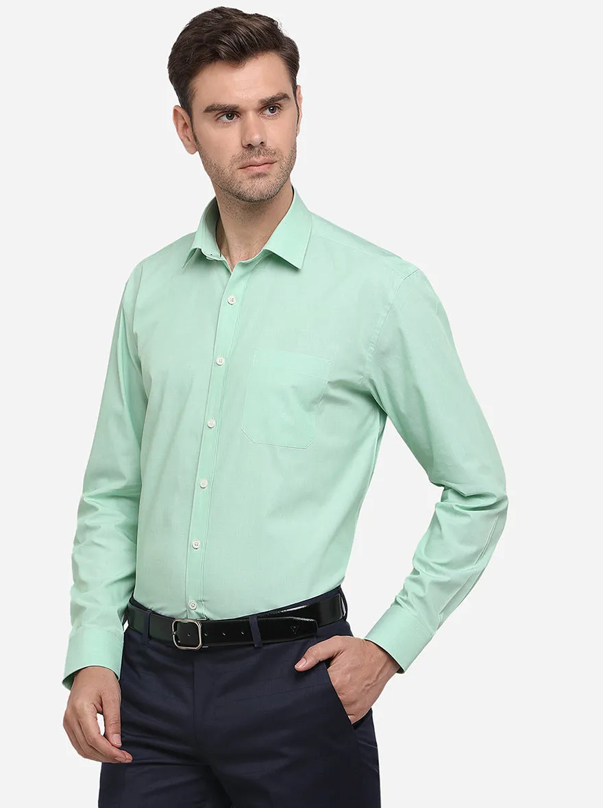 Pastel Green Solid Regular Fit Formal Shirt | JadeBlue