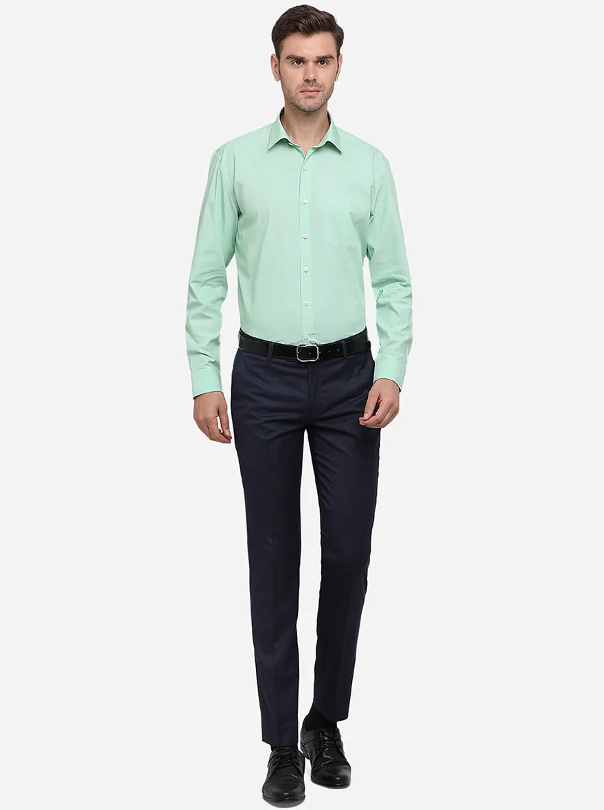 Pastel Green Solid Regular Fit Formal Shirt | JadeBlue