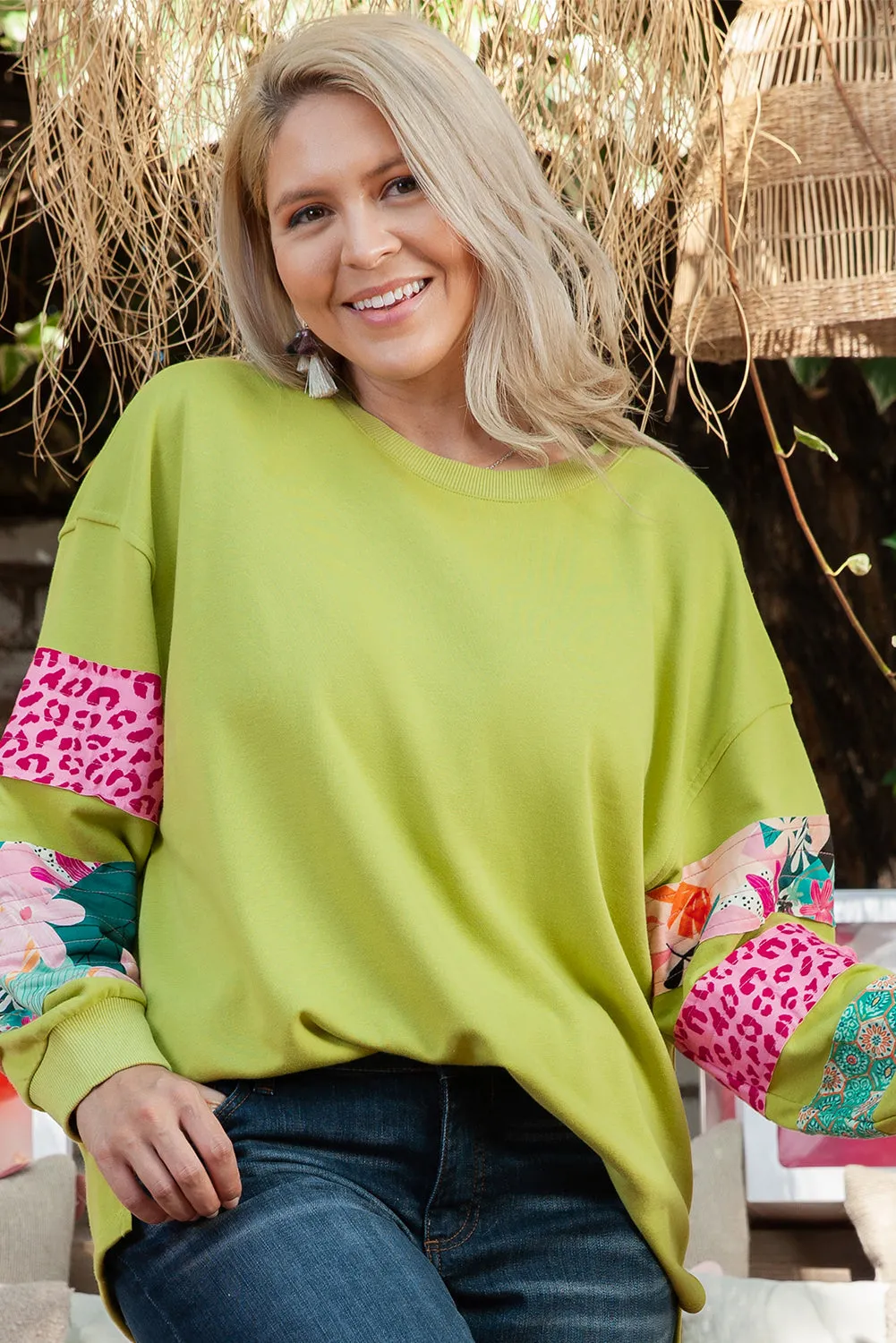 Plus Size Sleeve Split Sweatshirt