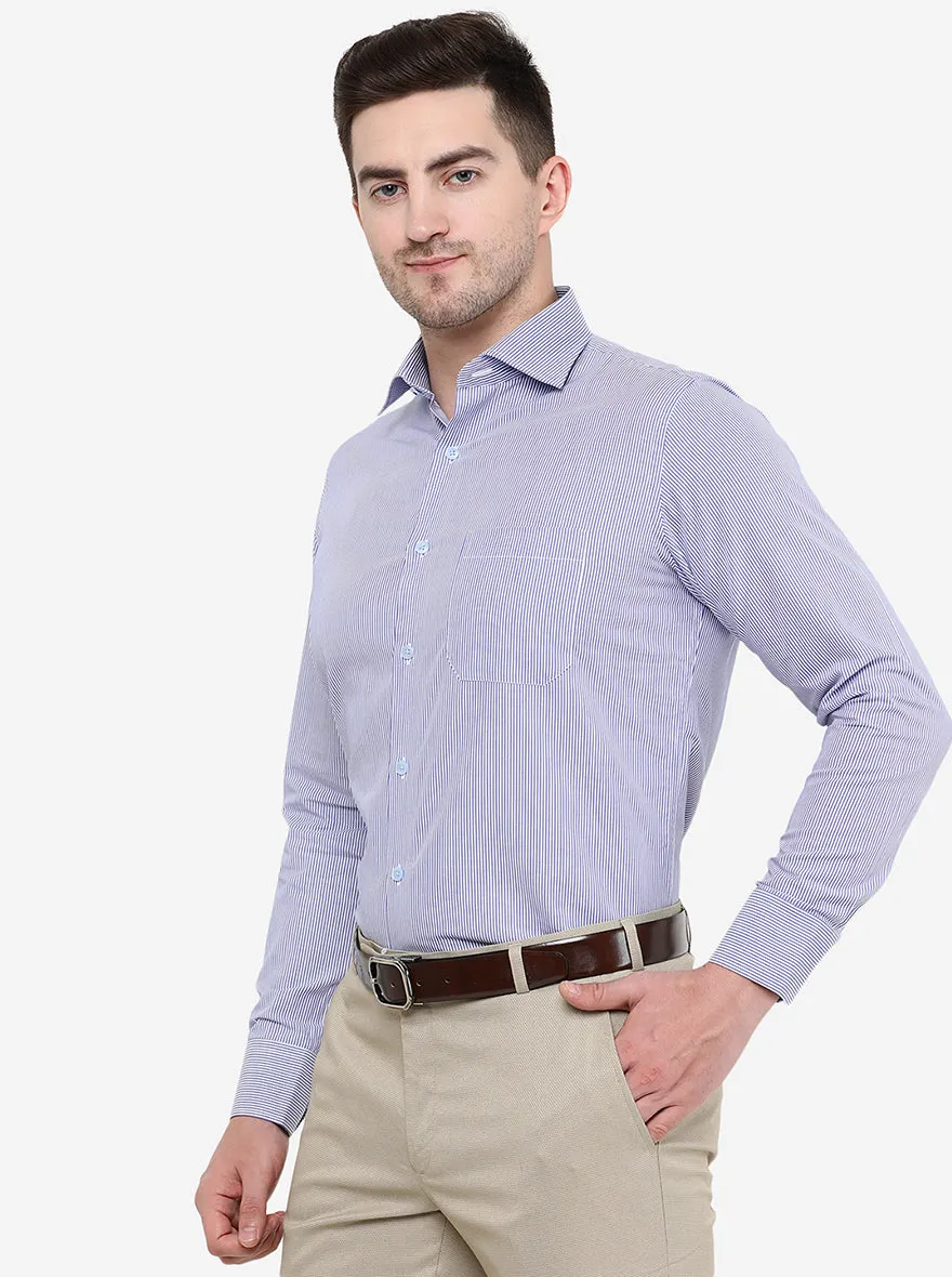 Purple Striped Slim Fit Formal Shirt | Metal