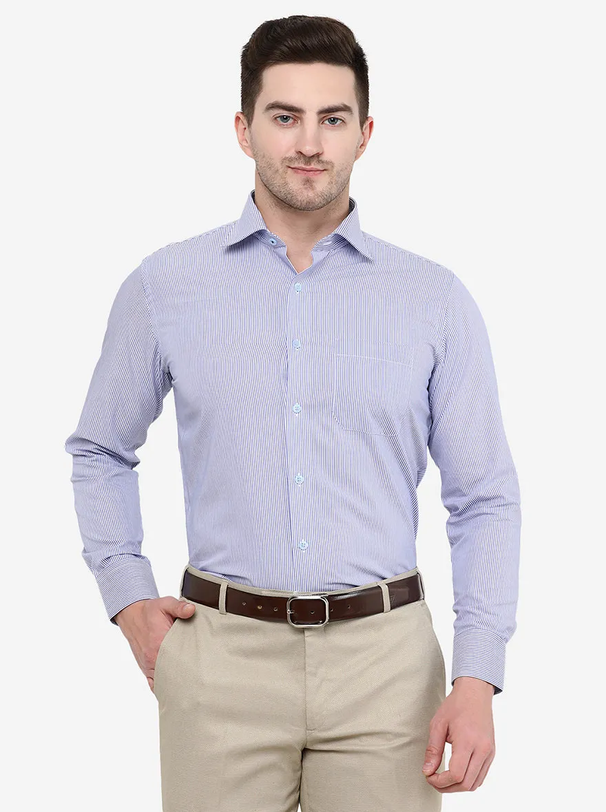 Purple Striped Slim Fit Formal Shirt | Metal