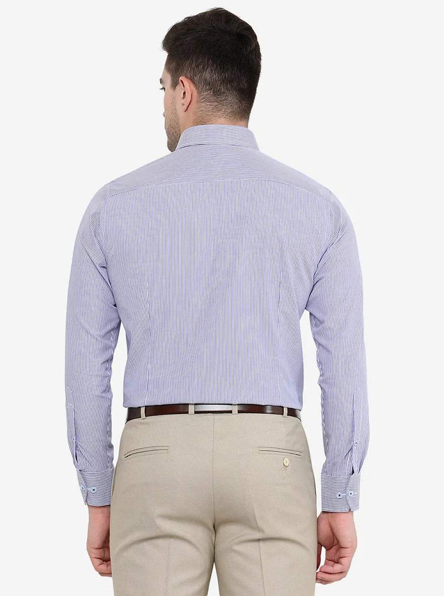 Purple Striped Slim Fit Formal Shirt | Metal