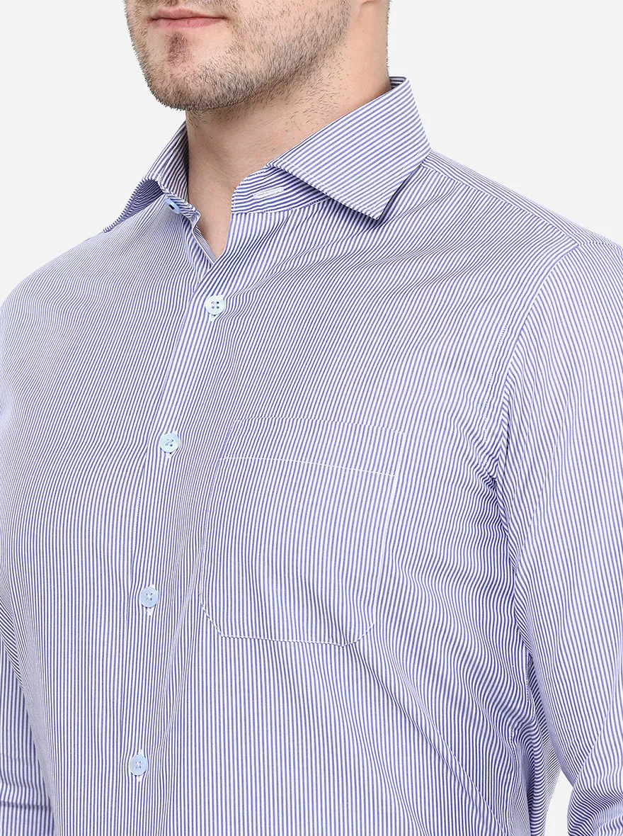 Purple Striped Slim Fit Formal Shirt | Metal