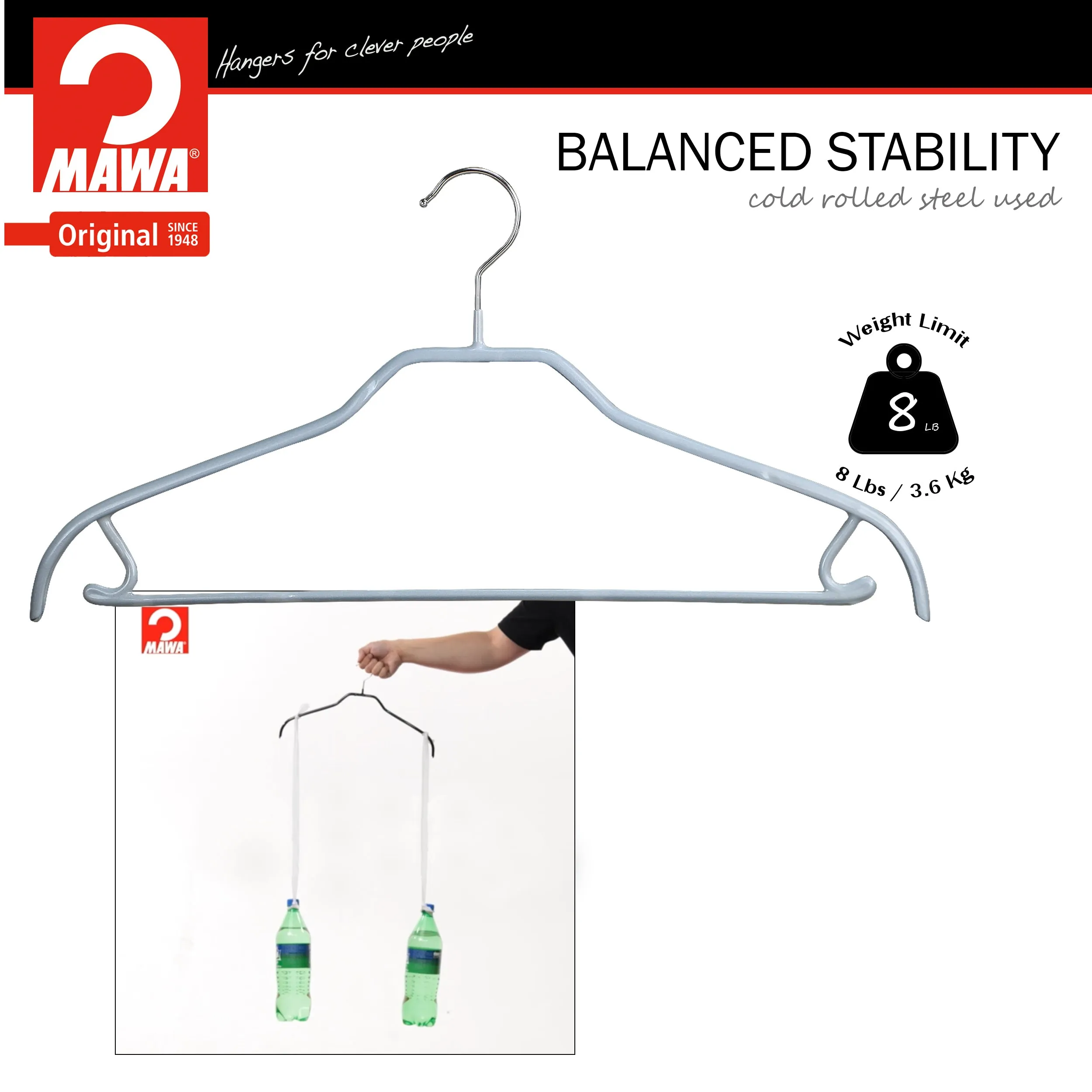 Silhouette Shirt Hanger with Bar & Hook, 41FRS, Silver