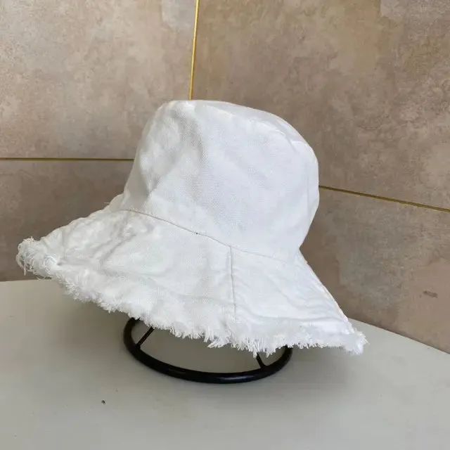 Soft Raw Hem Bucket Hat