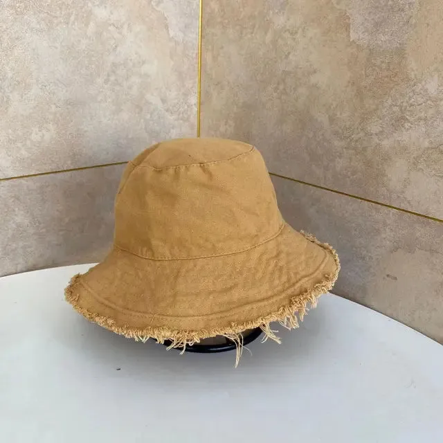 Soft Raw Hem Bucket Hat