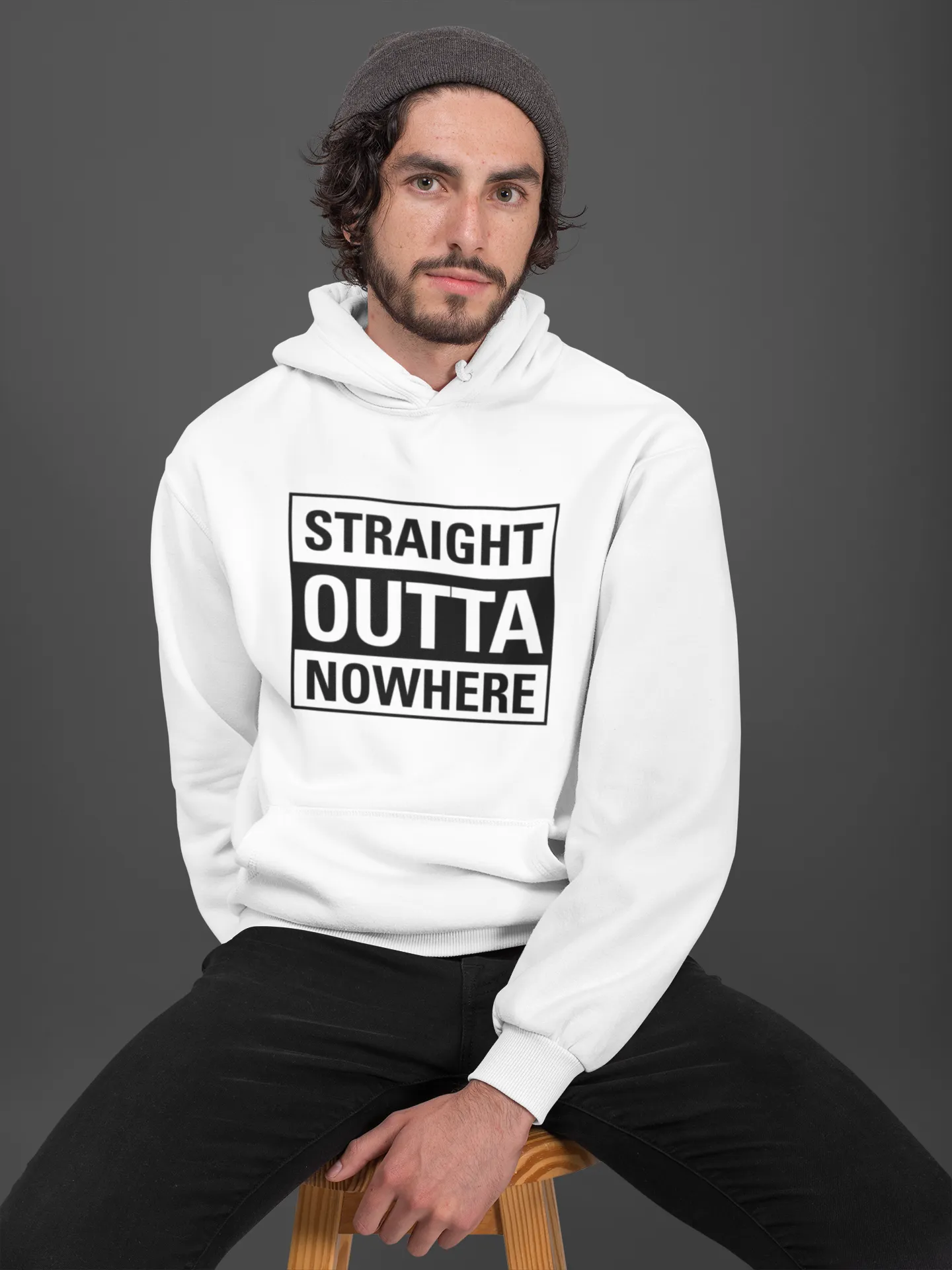 Straight Outta Nowhere Unisex Hoodie White