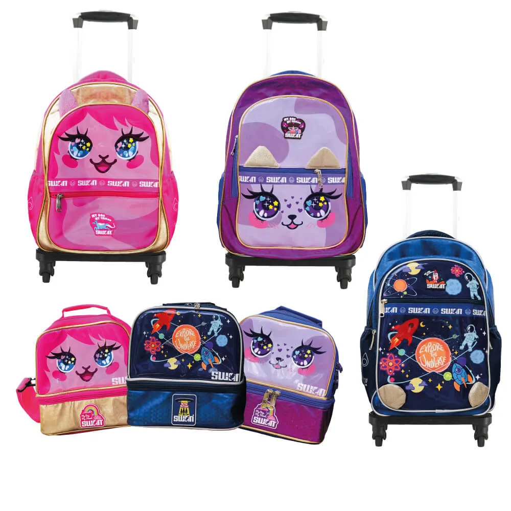 SWAN Doodle Set Trolley School Bag With Lunch Bag (XXL)