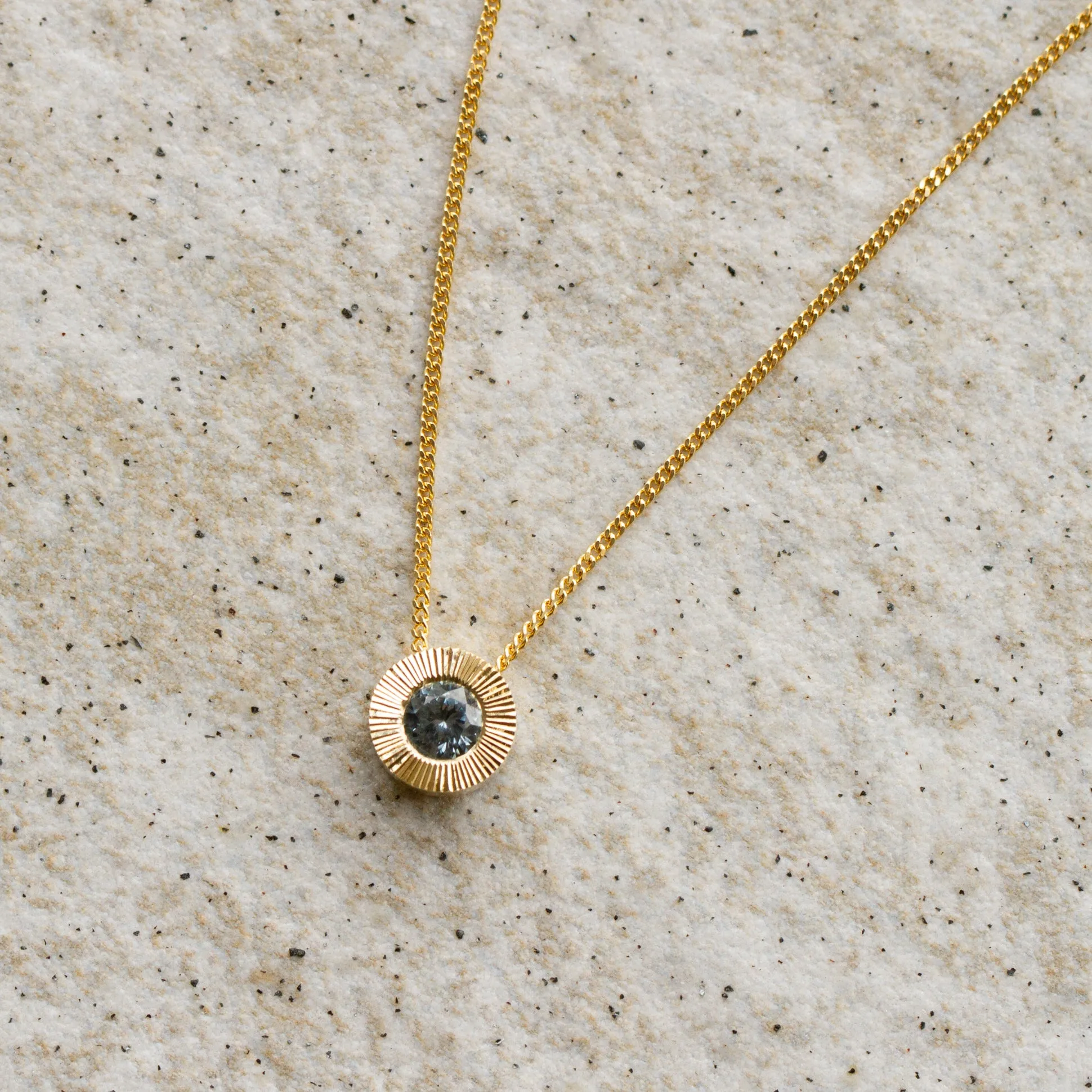 Teal Montana Sapphire Large Aurora Necklace in Yellow Gold