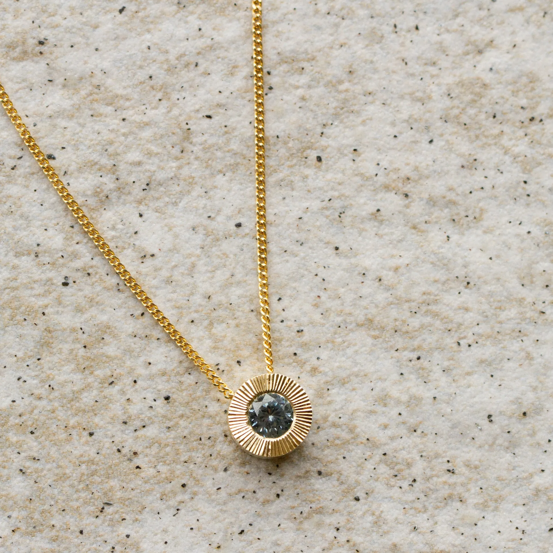 Teal Montana Sapphire Large Aurora Necklace in Yellow Gold