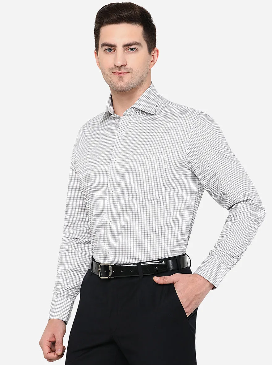 White & Black Checked Slim Fit Formal Shirt | JadeBlue