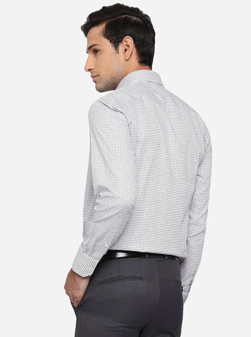 White & Grey Checked Regular Fit Formal Shirt | JadeBlue