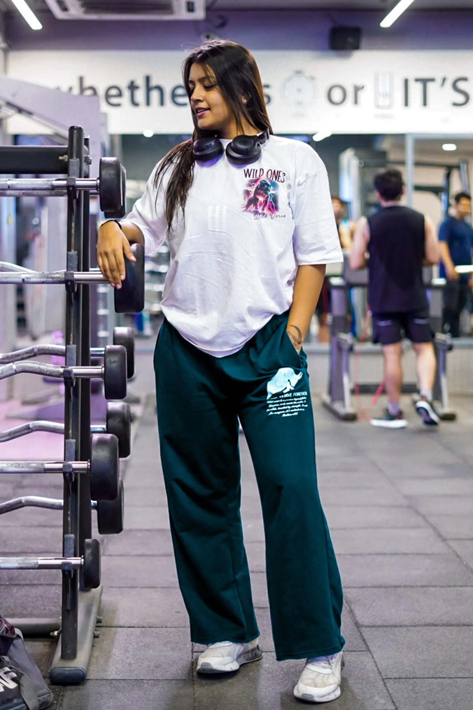 Wide Leg Big Cozy Sweat Jogger (Dark Teal)