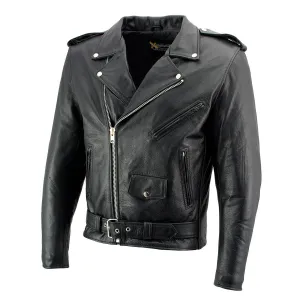 Xelement B7101 Men's 'Classic Armored' Black High-Grade Leather Motorcycle Biker Jacket with X-Armor Protection